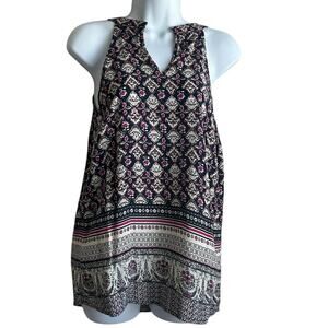 Y2K Lucy & Laurel Women Tunic Top S Blue Flowy‎ Layer Boho Festival Hippie Retro